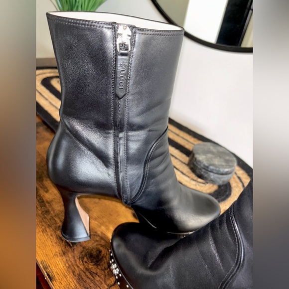 GUCCI GG Stud Platform Leather Ankle Boot - Picture 8 of 14